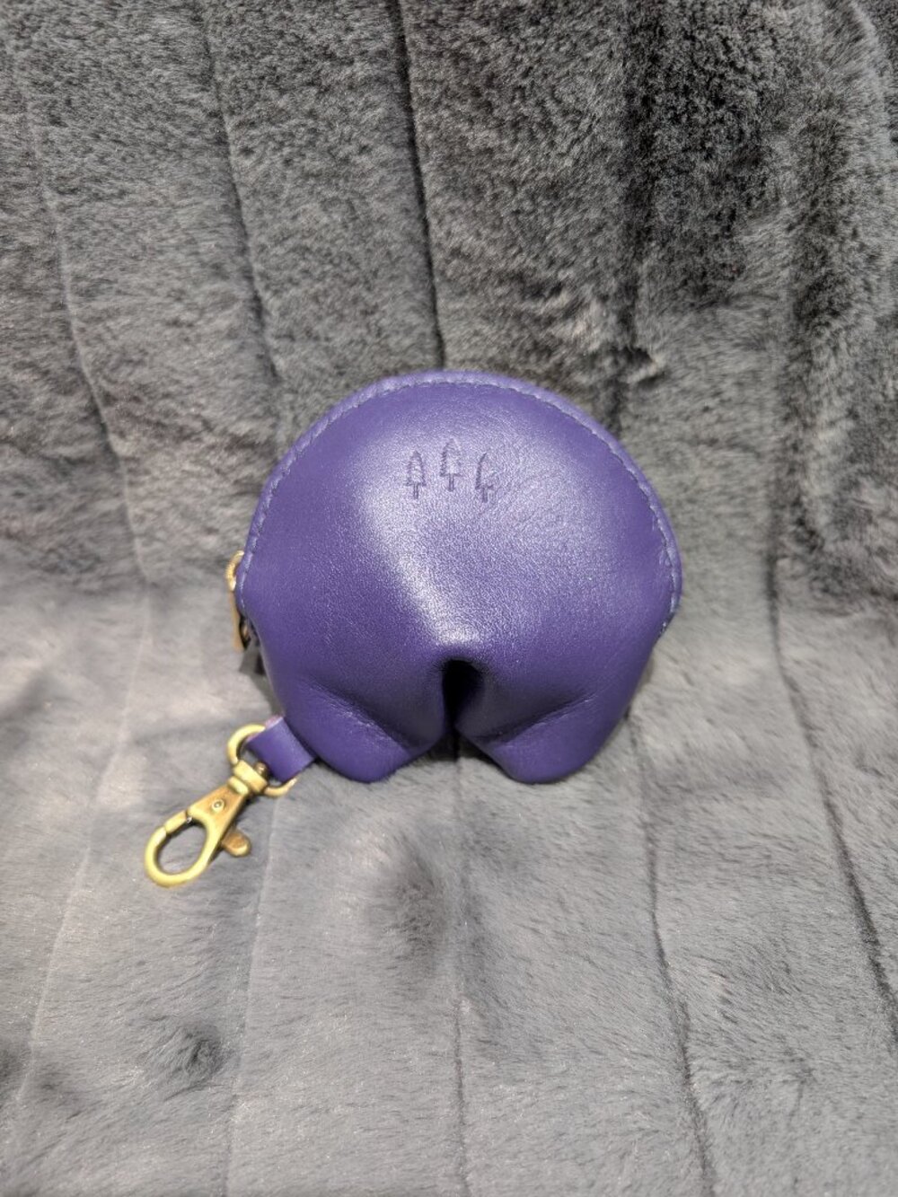 Portland Leather Goods Fortune Cookie Keychain Amethyst Purple Retired